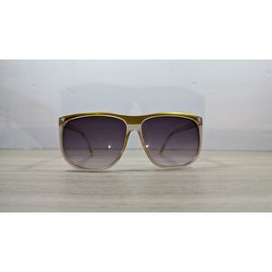 Champagne Beige Sunglasses Gold Brow Bar Gradient Lens Retro Women